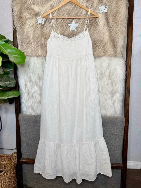 Zara Ivory Lace Insert Chiffon Spaghetti Strap Dress - Picture 5 of 9